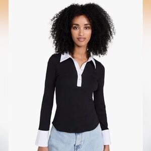 Cinq à Sept Black and White Button Down Shirt